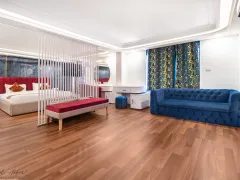 Elegant spacious hotel room interior design.