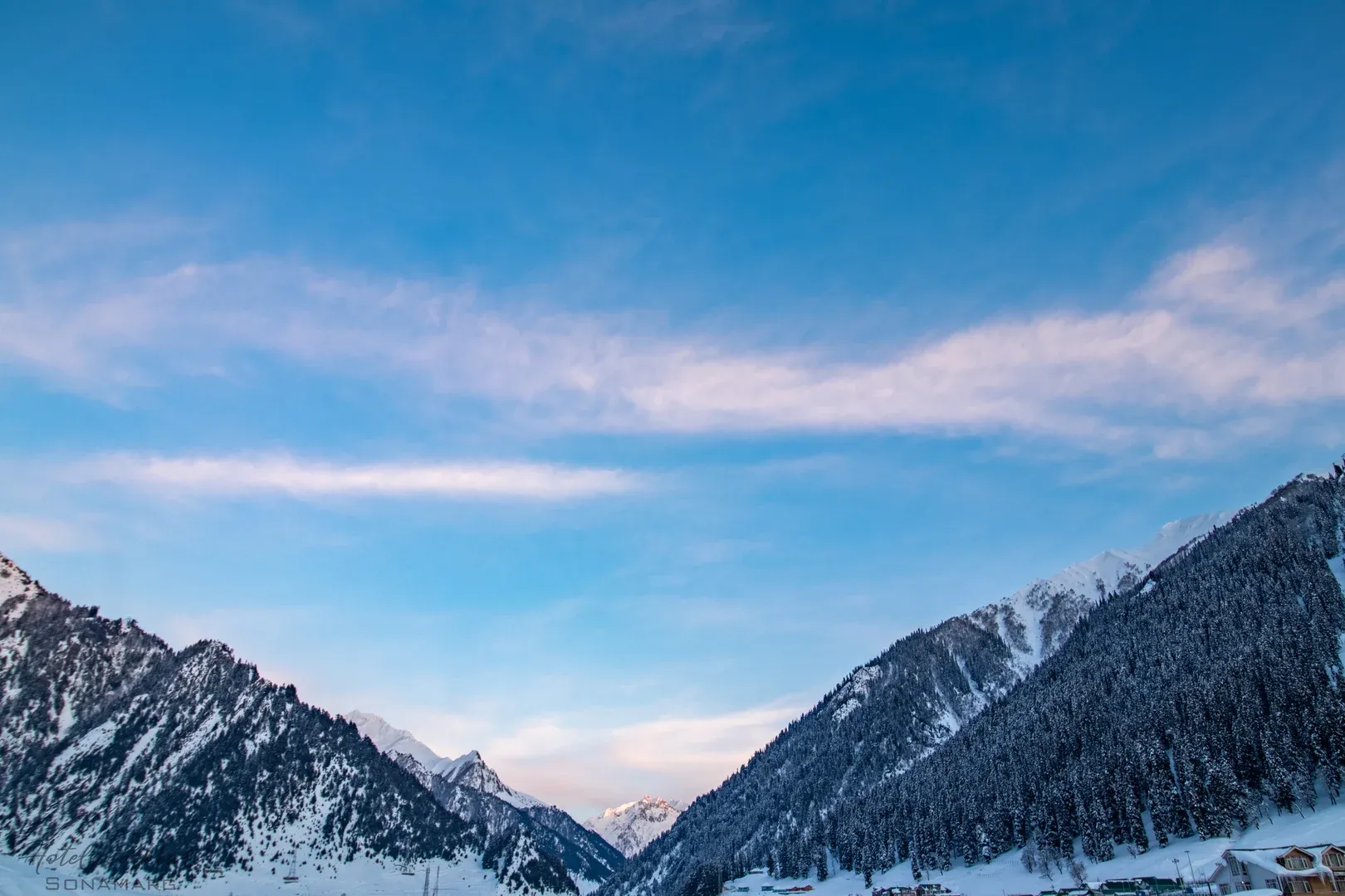 Majestic snow-capped Himalayan mountain panorama view.